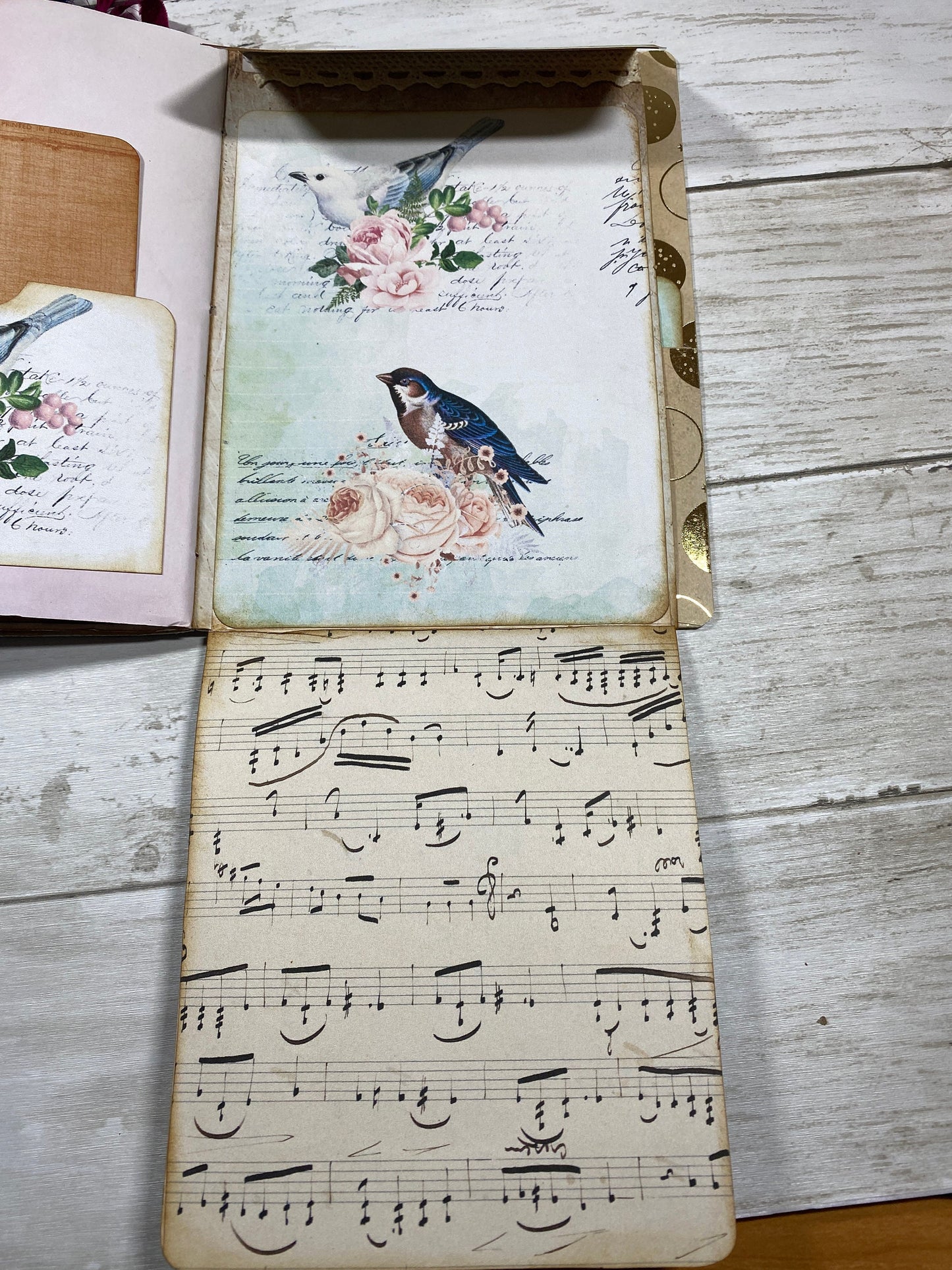 Grungy Photo Time Junk Journal | B6 Scrapbook Planner | Handmade Lace Trim Writing Notebook | Pockets, Tags & Journaling Cards