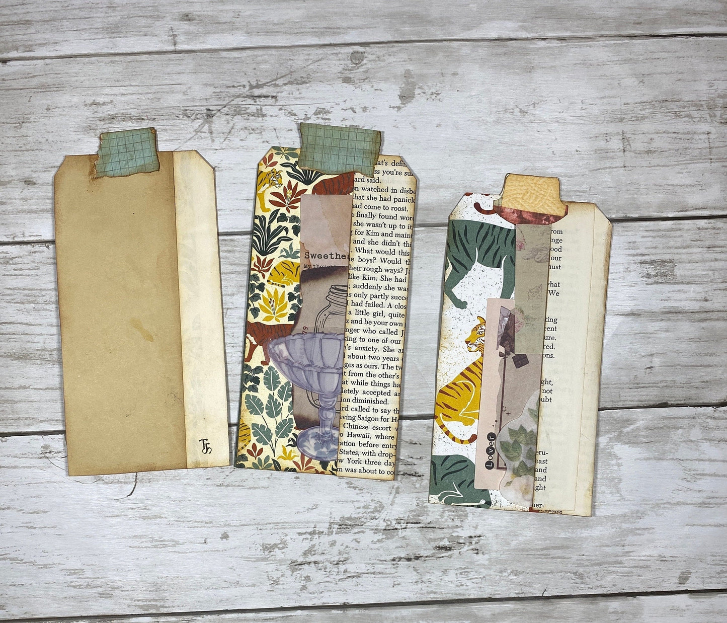 Lion and Tiger Junk Journal Tags | Handmade Animal Ephemera with Pockets | Wild Safari Tags with Inserts | Big Cat Scrapbook Supply