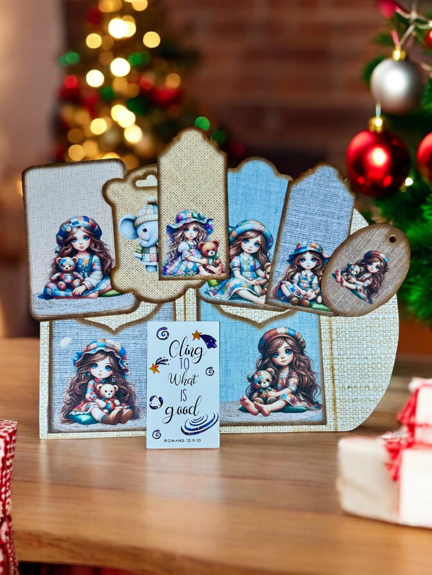 Stitches of Love Gift Card Holder | Tea Gift | Junk Journal | Folio | Patchwork Girl & Bear | Secret Santa Gift