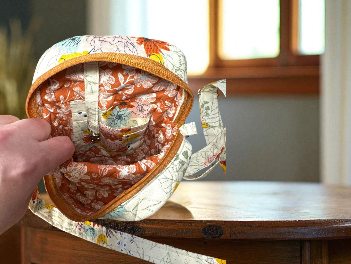 The Bloom Keeper Quick Haul Crossbody โ Quilted Floral Purse, Small Sling Bag with Zipper Pocket, Card Slots, Key Hook, Trucker Gift