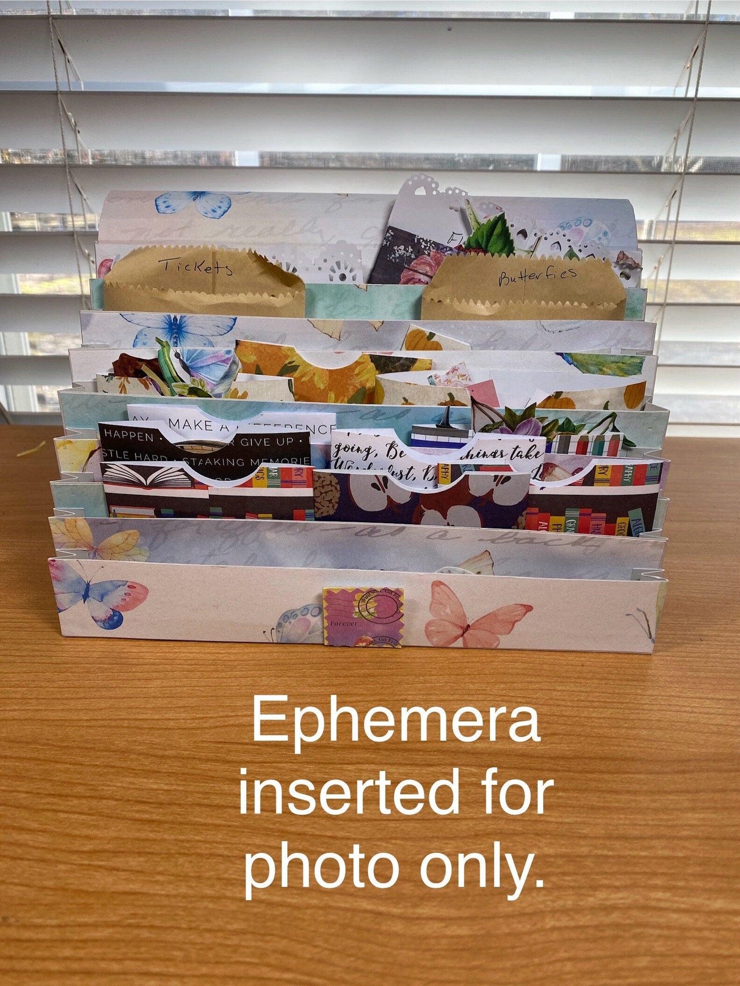 Butterfly Accordion Organizer: Ephemera File Folder with 8 Pockets