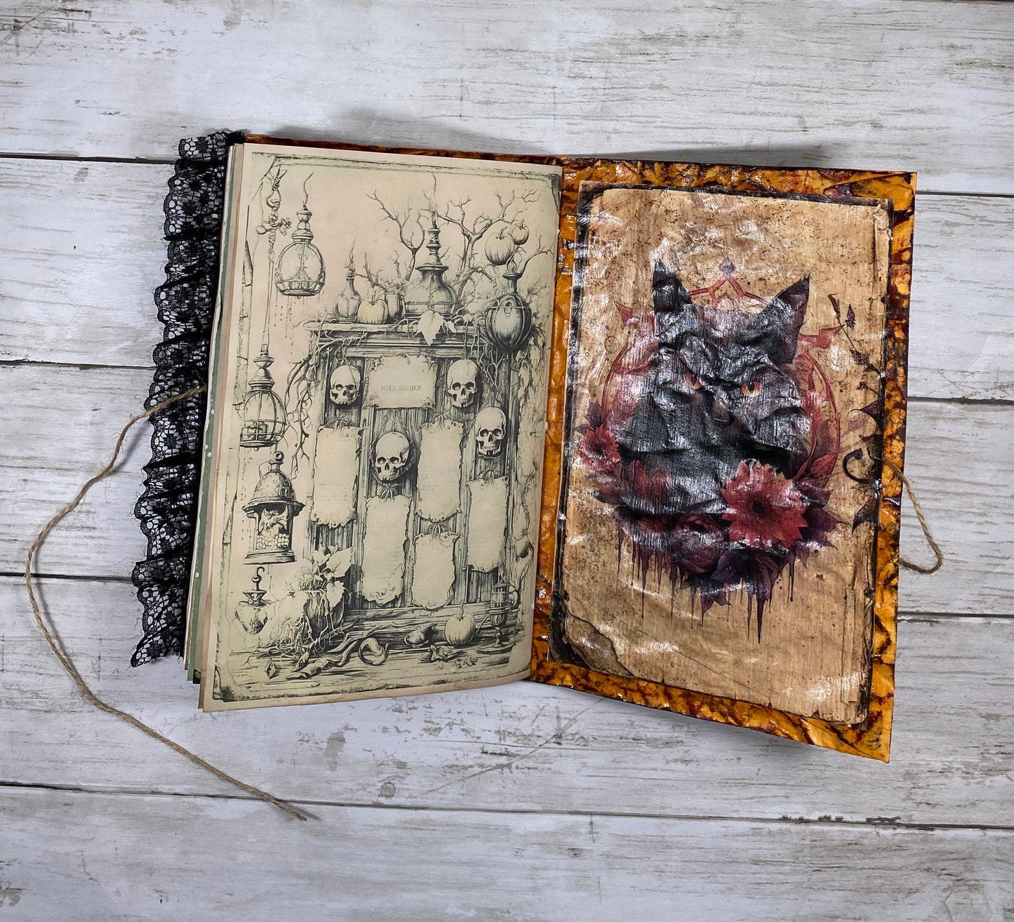 Witch of the Westwood Junk Journal – Handmade Coffee‑Dyed Traveler’s Notebook, Forest Spellbook Grimoire, Limited Edition No. 5/8