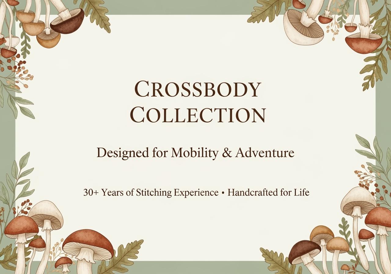 Hearthside Edition โ Woodland Mushroom Quilted Crossbody Bag โ Peppermint Lane 2025 โ Green Forest Purse โ Cargo Stitch Co