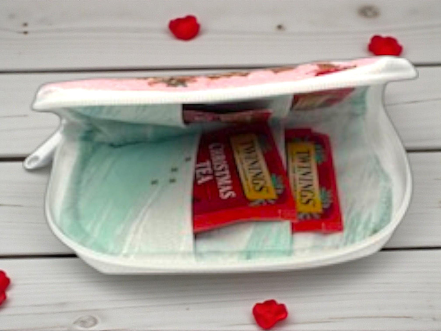 Pink Gingerbread Quilted Tea Wallet – 3.5x6 Peppermint Lane Tea Organizer with Faux Leather Accent | Cargo Stitch Co. Limited Edition Gift