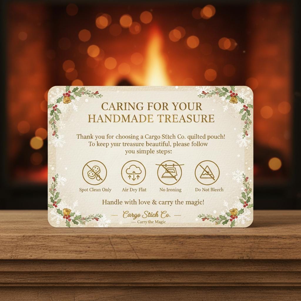 Christmas Patchwork Pouch – 5.5 x 5 Quilted Zipper Bag, Holiday Kitty Mini Wallet, Scrappy Limited Edition Stocking Stuffer