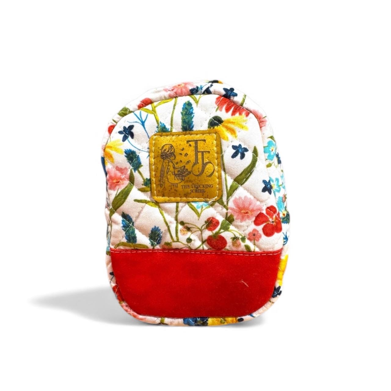 Mini Quilted Backpack β Wildflower Road Floral β Handmade Keychain Bag & Small Travel Pouch β Cute Festival Bag - Money Holder