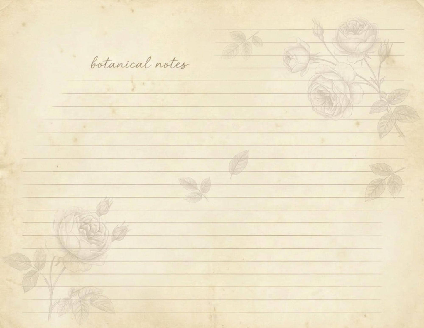 Botanical Lined Notes Journal Kit | Vintage Floral Printable Pages | Junk Journal Writing Paper | Instant Download | 8.5x11 PDF