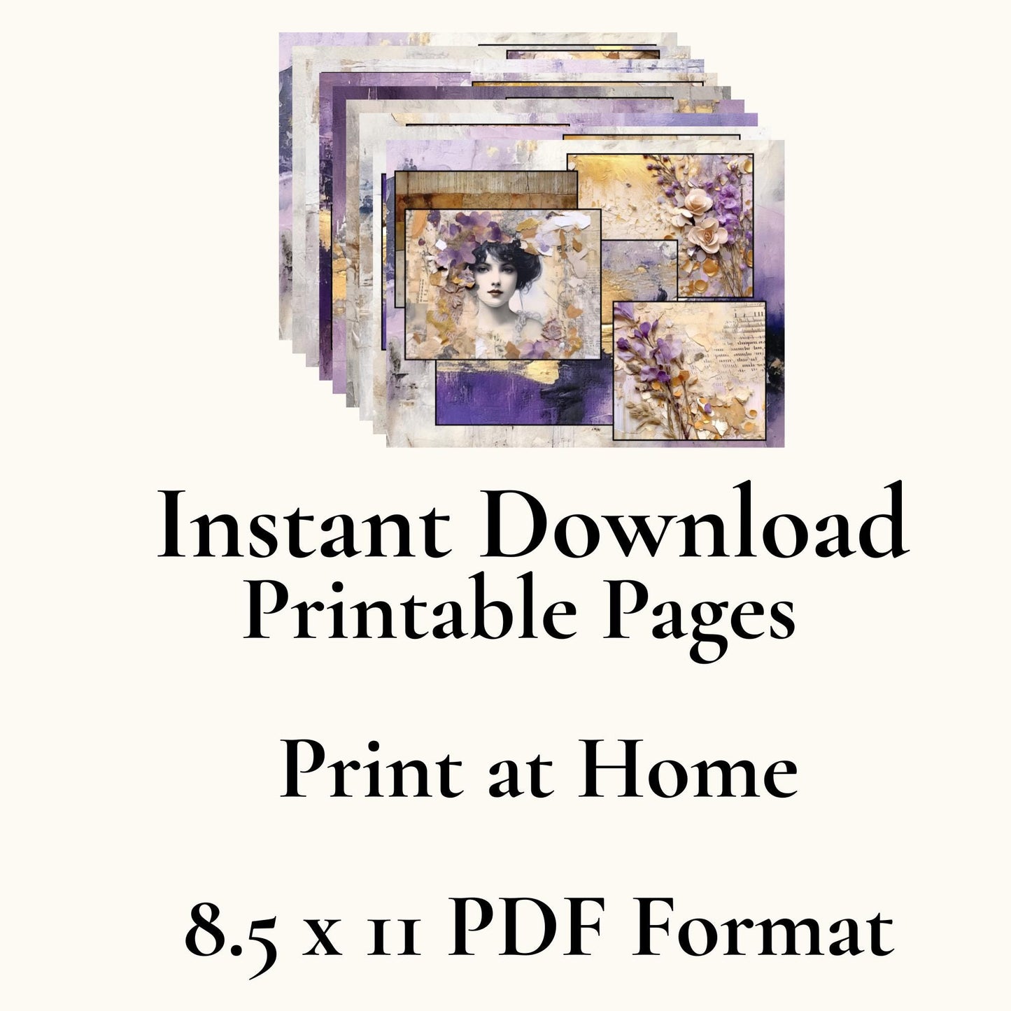 Purple Peace of God Journal Pages | Faith-Based Junk Journal Kit, Christian Printable Pages, Lavender Floral Devotional Papers