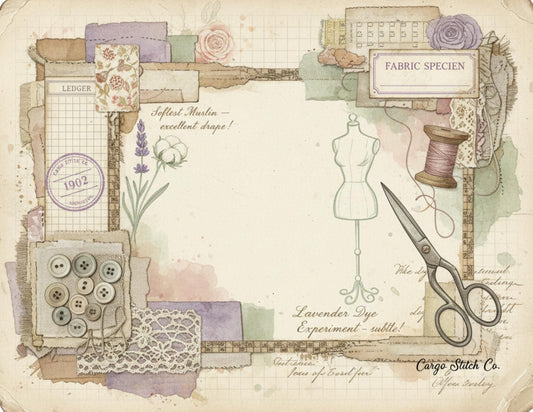 Seamstress Archives Accordion File Folder | Vintage Sewing Printable Organizer | Textile Archive Collection | Junk Journal Kit