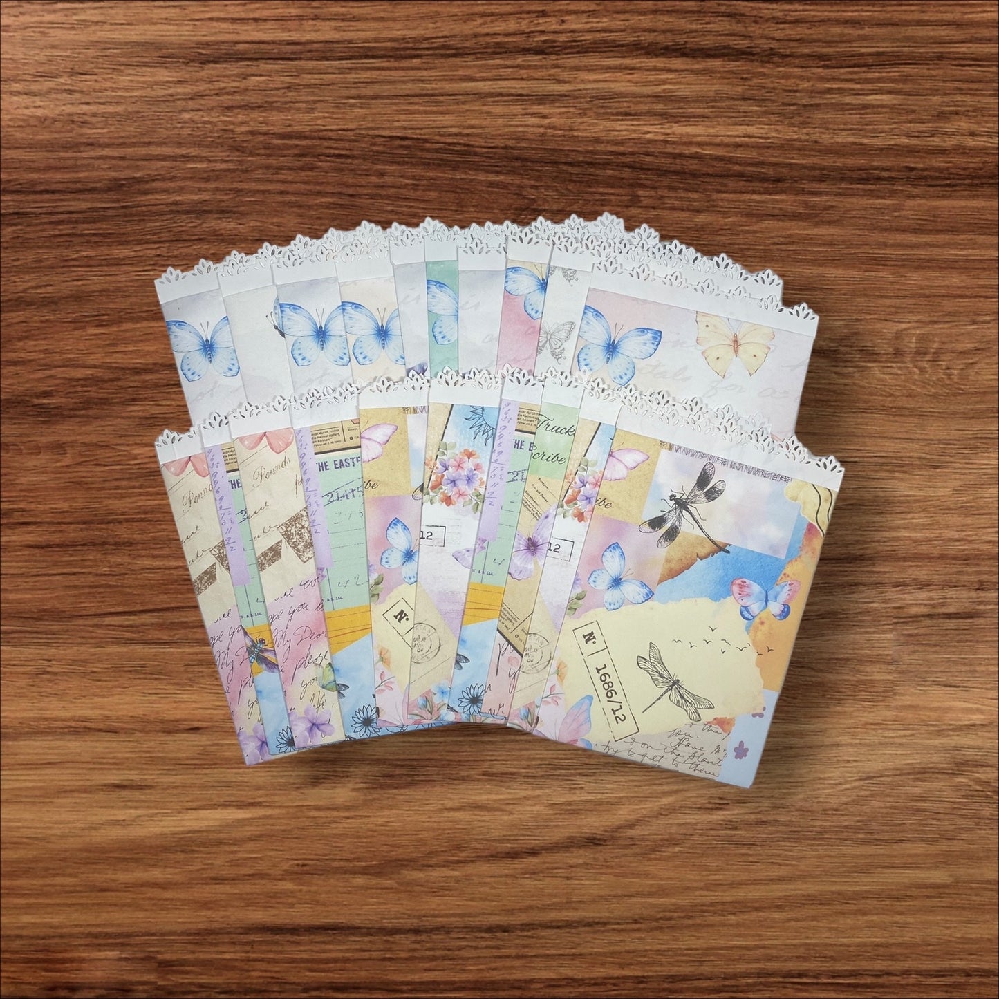 Handcrafted Flat Paper Bags | Junk Journal Supply | DIY Gift Wrapping Bags | Scrapbook Ephemera | Party Favor Bags