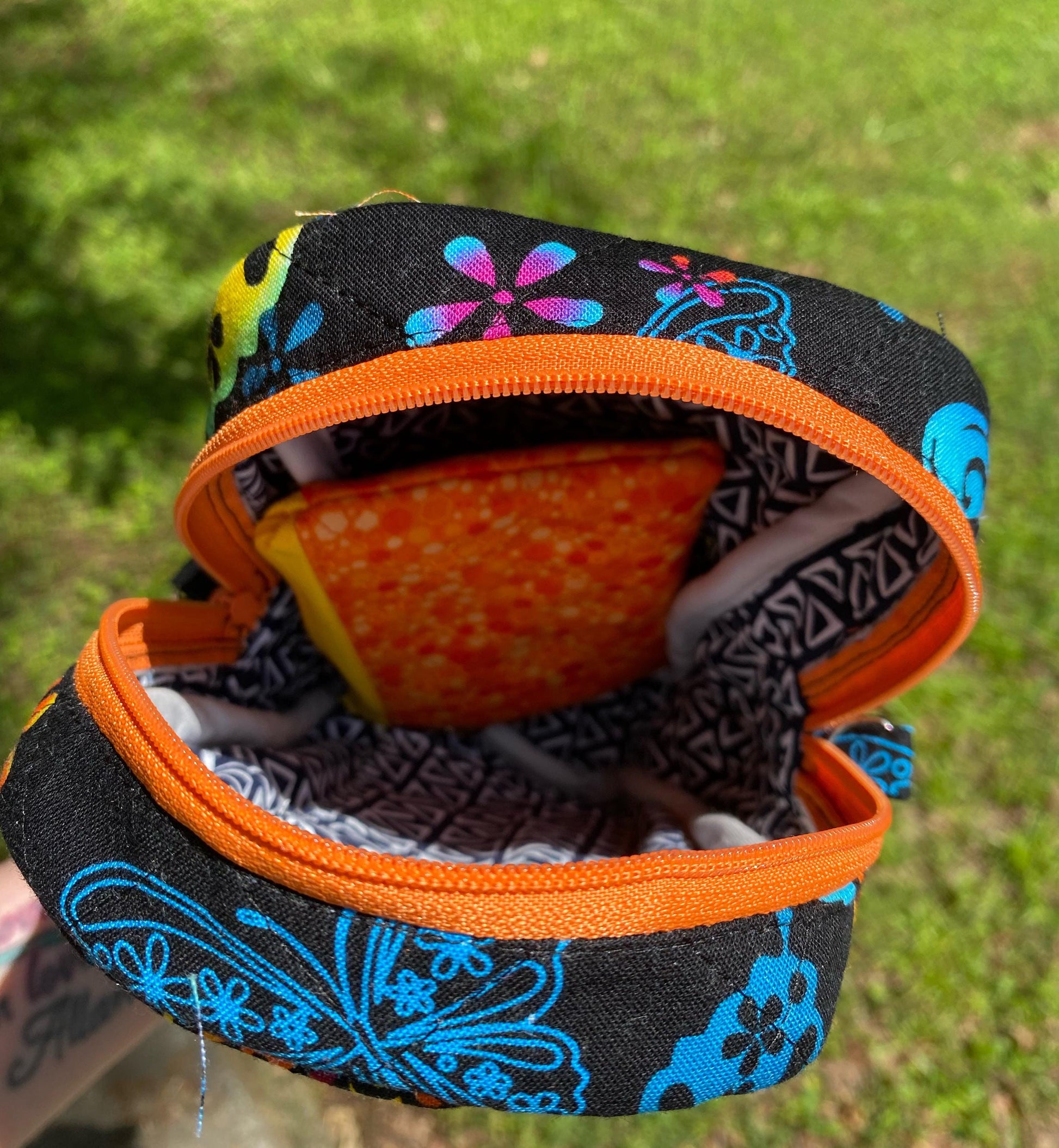 Handmade Butterfly Purse – Small Black Crossbody Bag with Adjustable Strap and Orange Coin Pouch, Cargo Stitch Collection