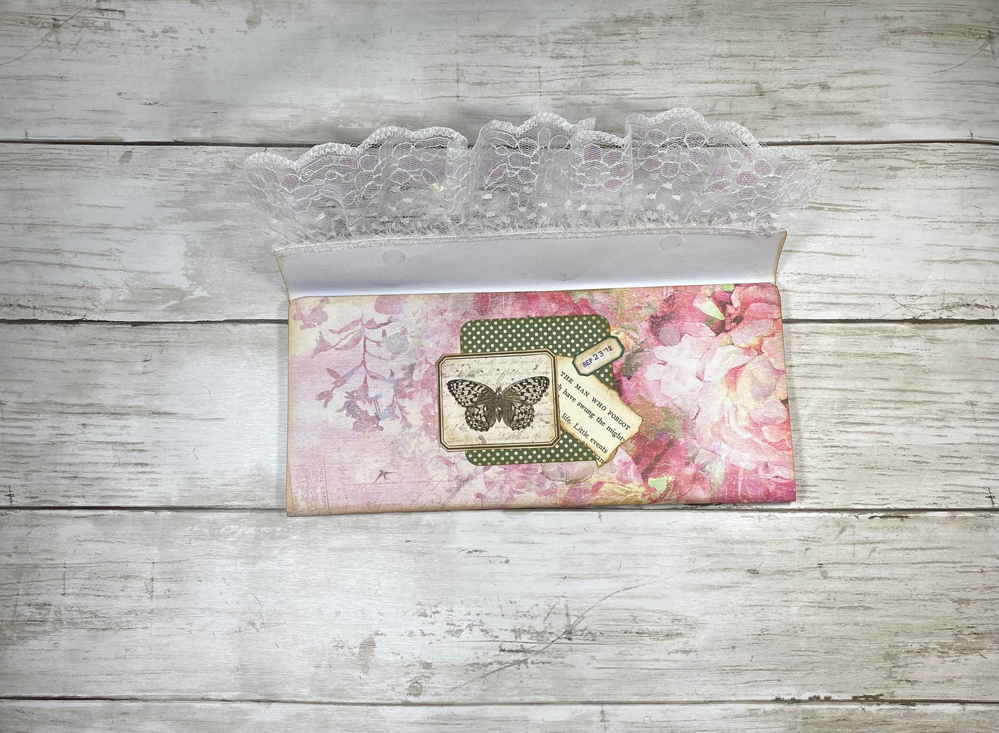 Expandable Ephemera Organizer | Junk Journal Storage Folder | Lace Trim Receipt Holder | Cash Envelope Budgeting File