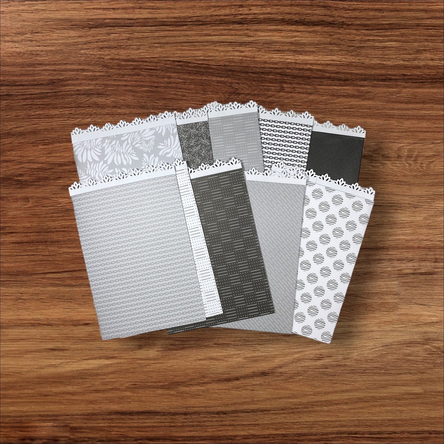 10 Flat Paper Bags, 5.25" x 7.75" Handmade Gift Bag, Junk Journal Supplies, Flat Decorative Edge Sack, Crafting Supplies, Free USA Shipping