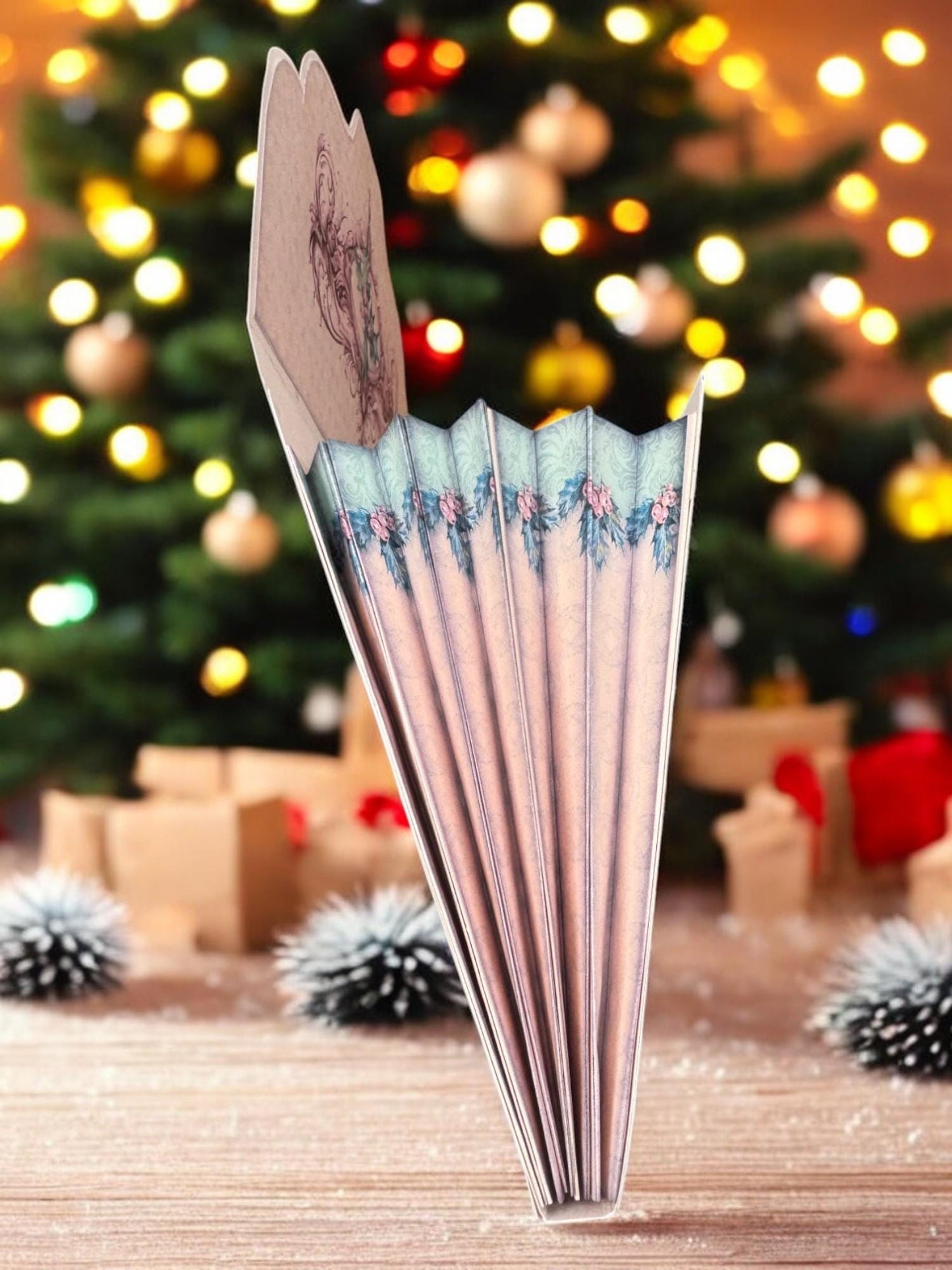 Pink Christmas Accordion File Folder | Expandable Envelope Organizer | Junk Journal Ephemera Holder | Cash Envelope Budget Storage