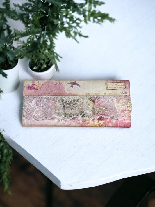 Expandable Ephemera Organizer | Junk Journal Storage Folder | Lace Trim Receipt Holder | Cash Envelope Budgeting File