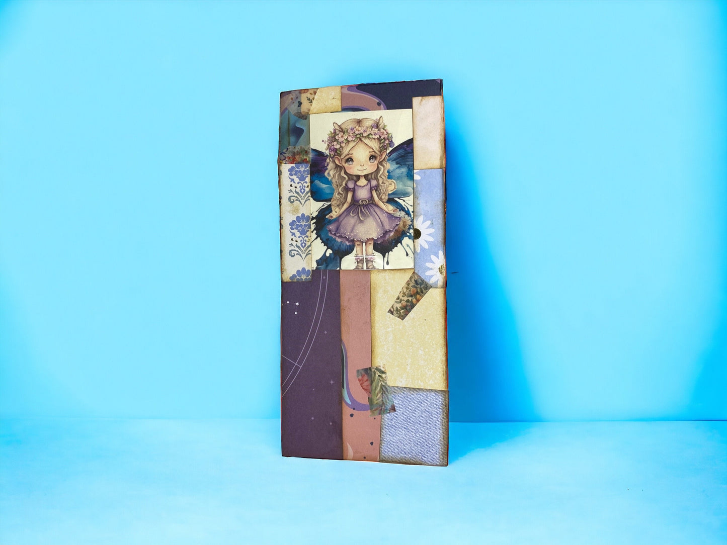 Purple Fairy Large Window Envelope – Collaged in Pinks & Purples, Junk Journal Pocket, Handmade Ephemera Add-On