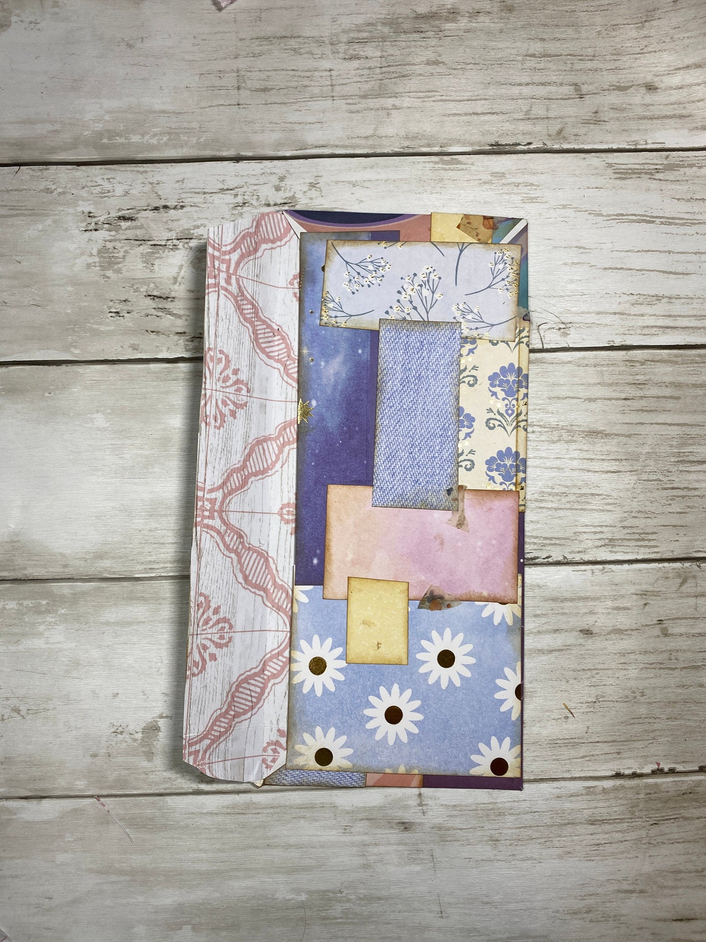 Purple Fairy Large Window Envelope – Collaged in Pinks & Purples, Junk Journal Pocket, Handmade Ephemera Add-On