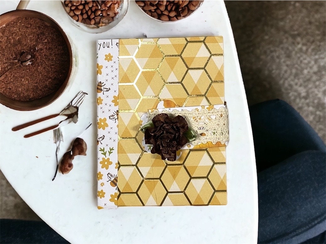 ATC Mini Album | Artist Trading Card Holder | Handmade Ephemera Organizer with Magnetic Closure | Small Album for 11 ATC Cards