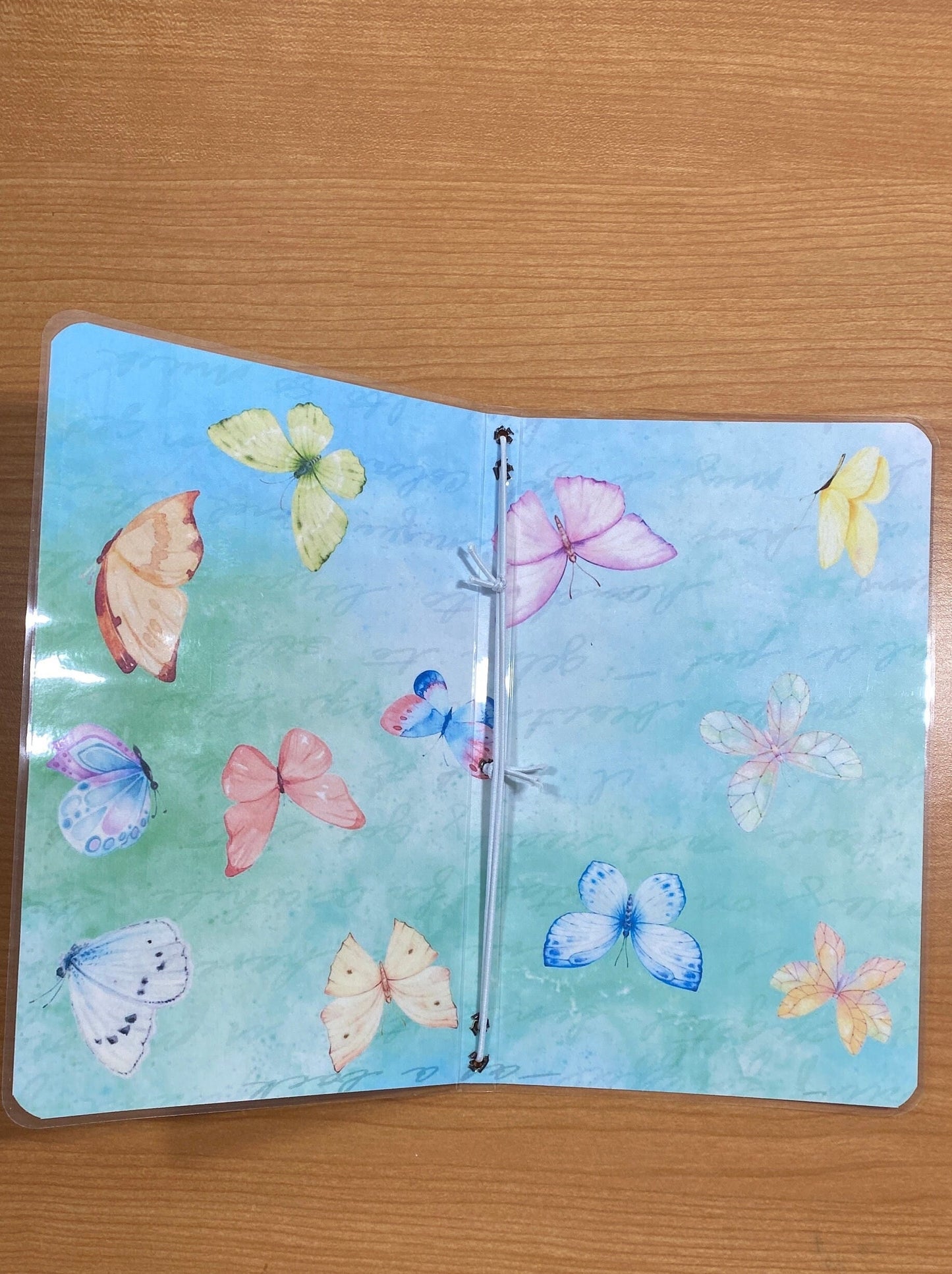 Pastel Collaged Butterfly Travelers Notebook Cover,Laminated Flowers Book Cover, Refillable,  Junk Journal, Gift for Her, Free Shipping