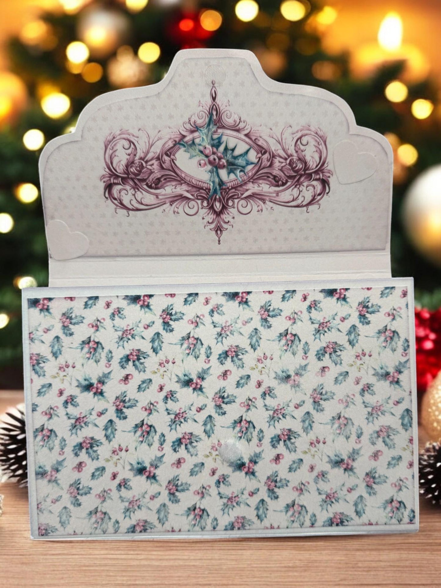 Pink Christmas Accordion File Folder | Expandable Envelope Organizer | Junk Journal Ephemera Holder | Cash Envelope Budget Storage