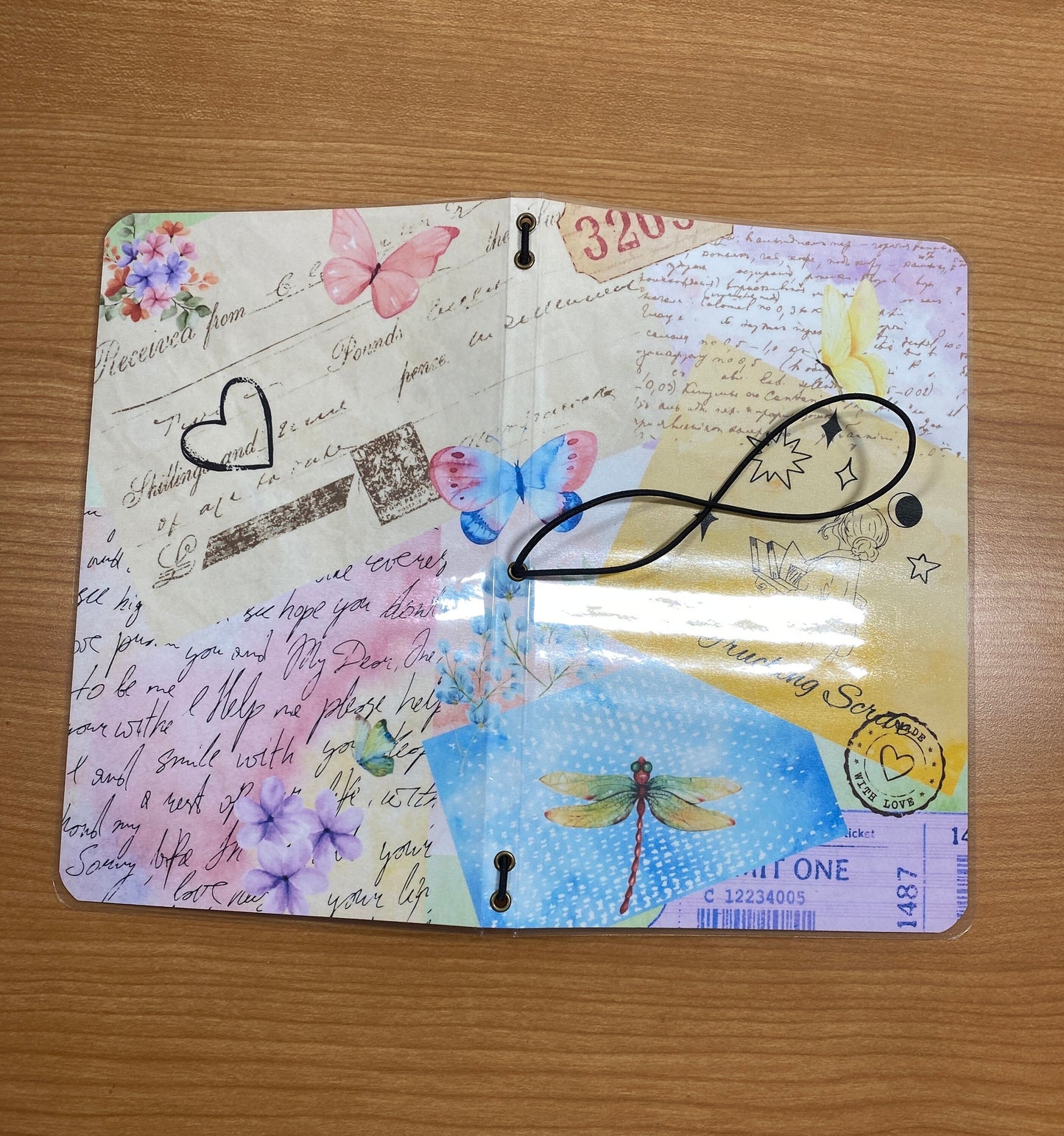 Pastel Dragonfly Travelers Notebook Cover, Laminated Book Cover, Refillable Junk Journal Butterflies, Gift for Her, FREE SHIPPING