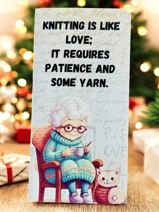 Knitting Is Like Love Junk Journal | Ugly Sweater Inspired Folio | Handmade Patchwork Art Journal | Small Yarn Folio Book Gift for Mom