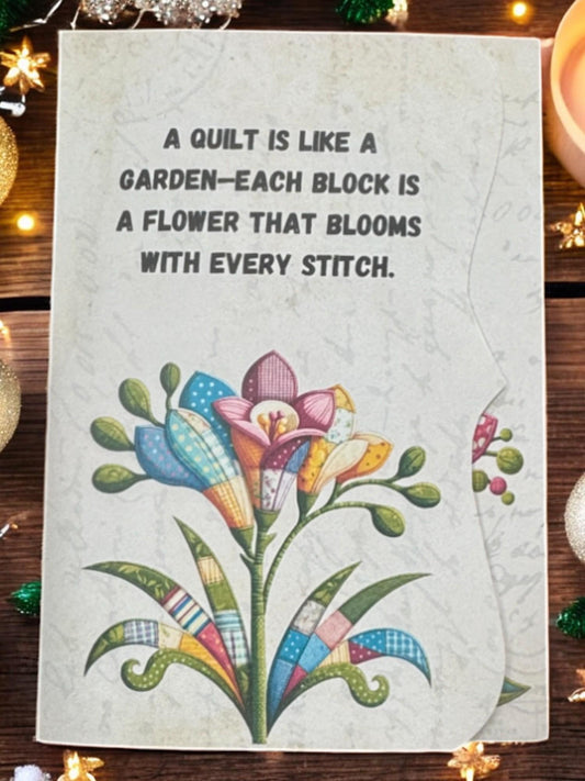 Quilt is a Garden Junk Journal | Large Folio Patchwork Book | Handmade Art Journal with Pockets & Tags | Quilted Floral Scrapbook Gift