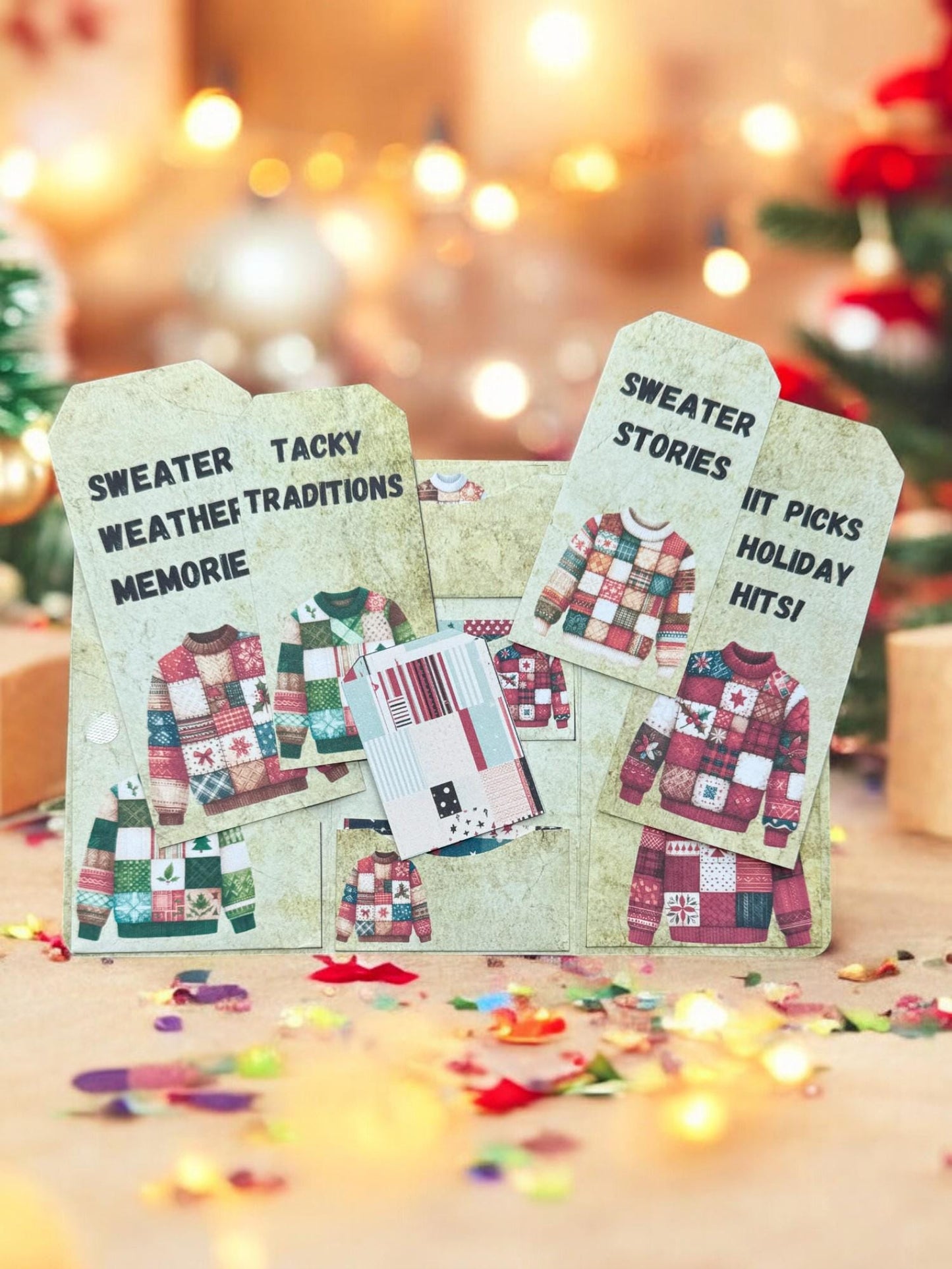 It’s Not Just a Sweater Junk Journal | Ugly Sweater Inspired Folio | Handmade Patchwork Art Journal | Small Winter Folio Gift for Mom