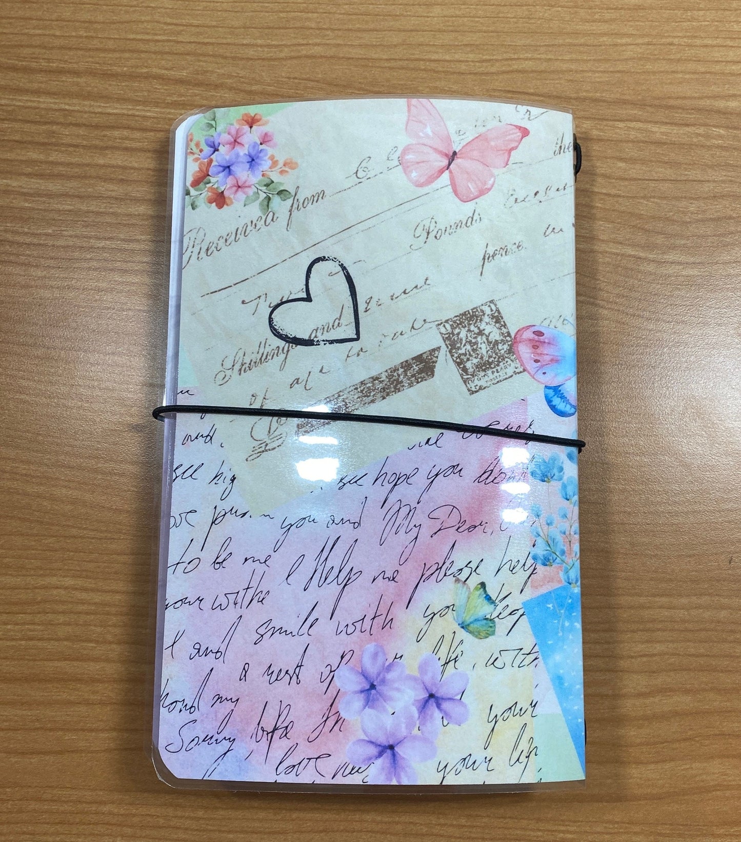 Pastel Dragonfly Travelers Notebook Cover, Laminated Book Cover, Refillable Junk Journal Butterflies, Gift for Her, FREE SHIPPING