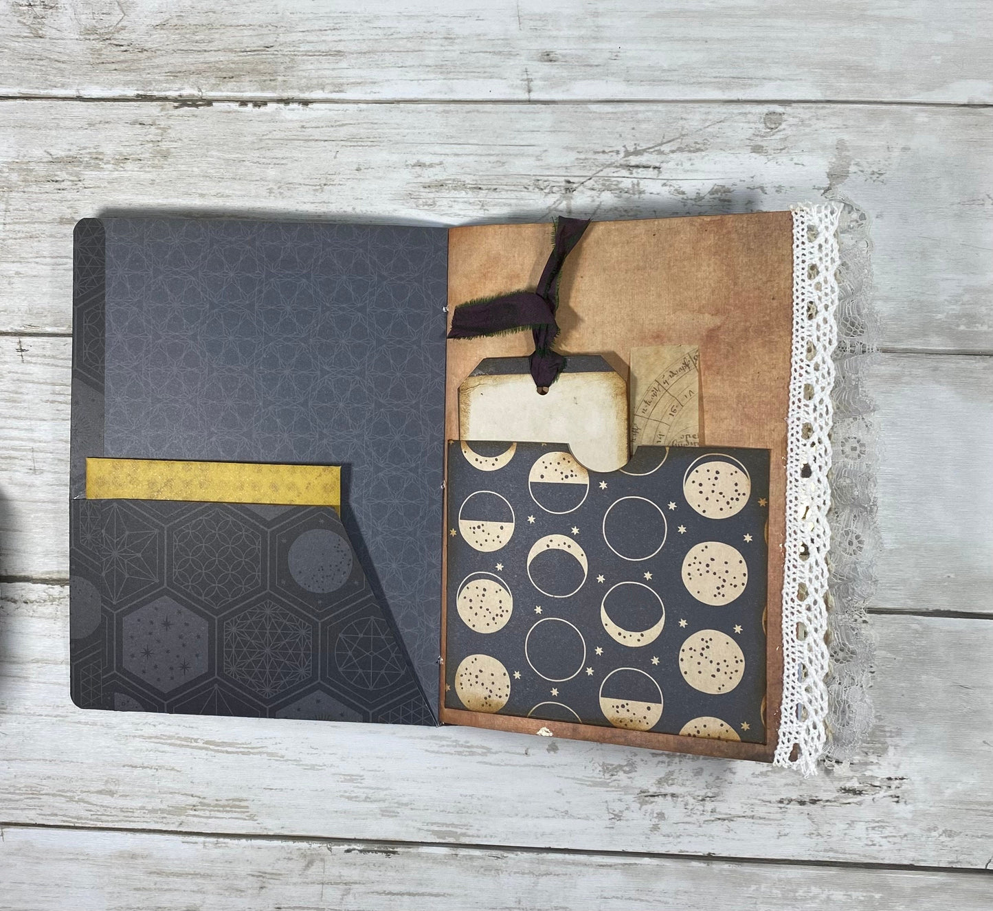 Healing Garden Journal – Celestial Grid Notebook with Watercolor Label | Faith & Restoration Series | Handmade Prayer or Reflection Notebook