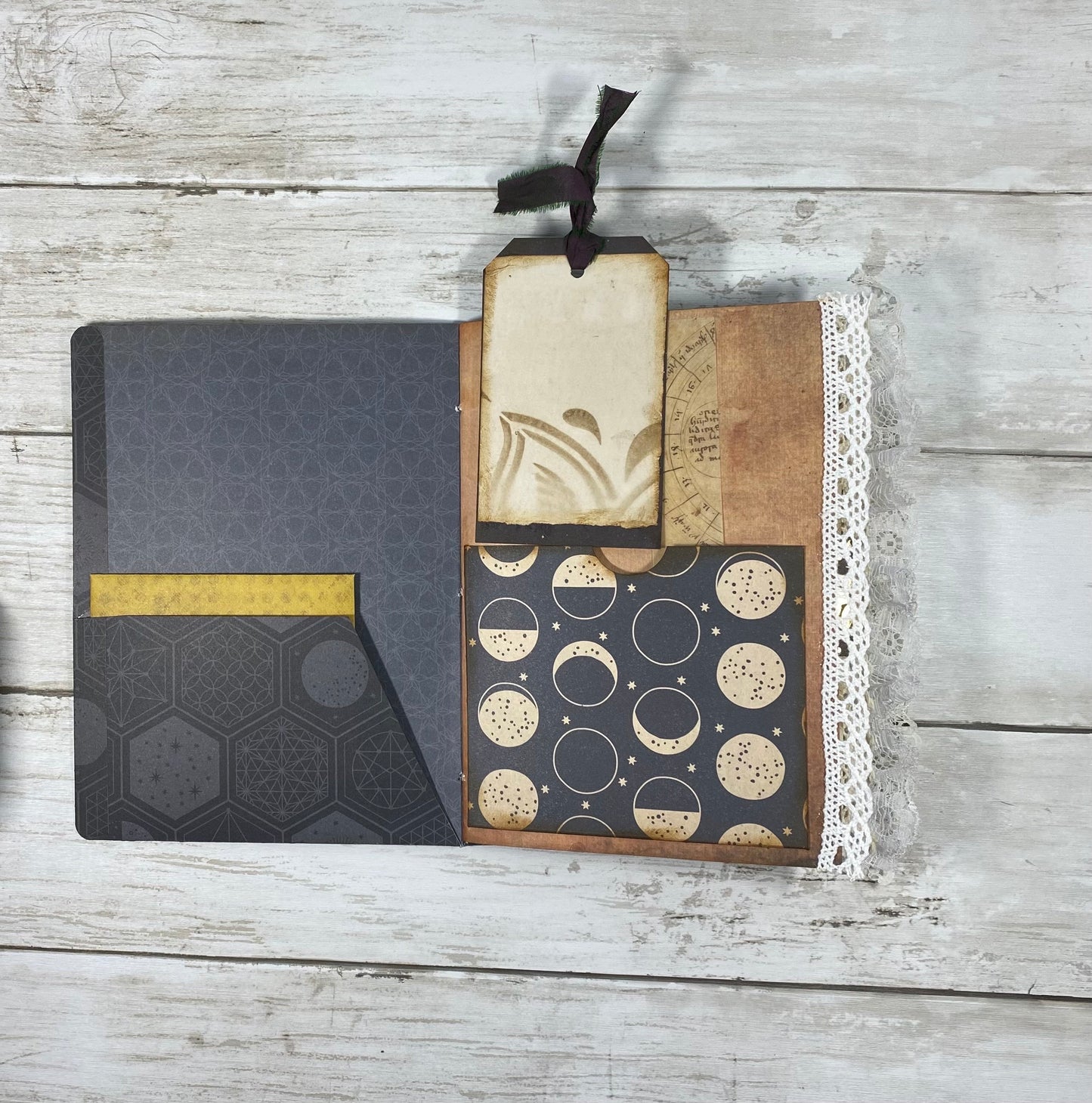 Healing Garden Journal – Celestial Grid Notebook with Watercolor Label | Faith & Restoration Series | Handmade Prayer or Reflection Notebook