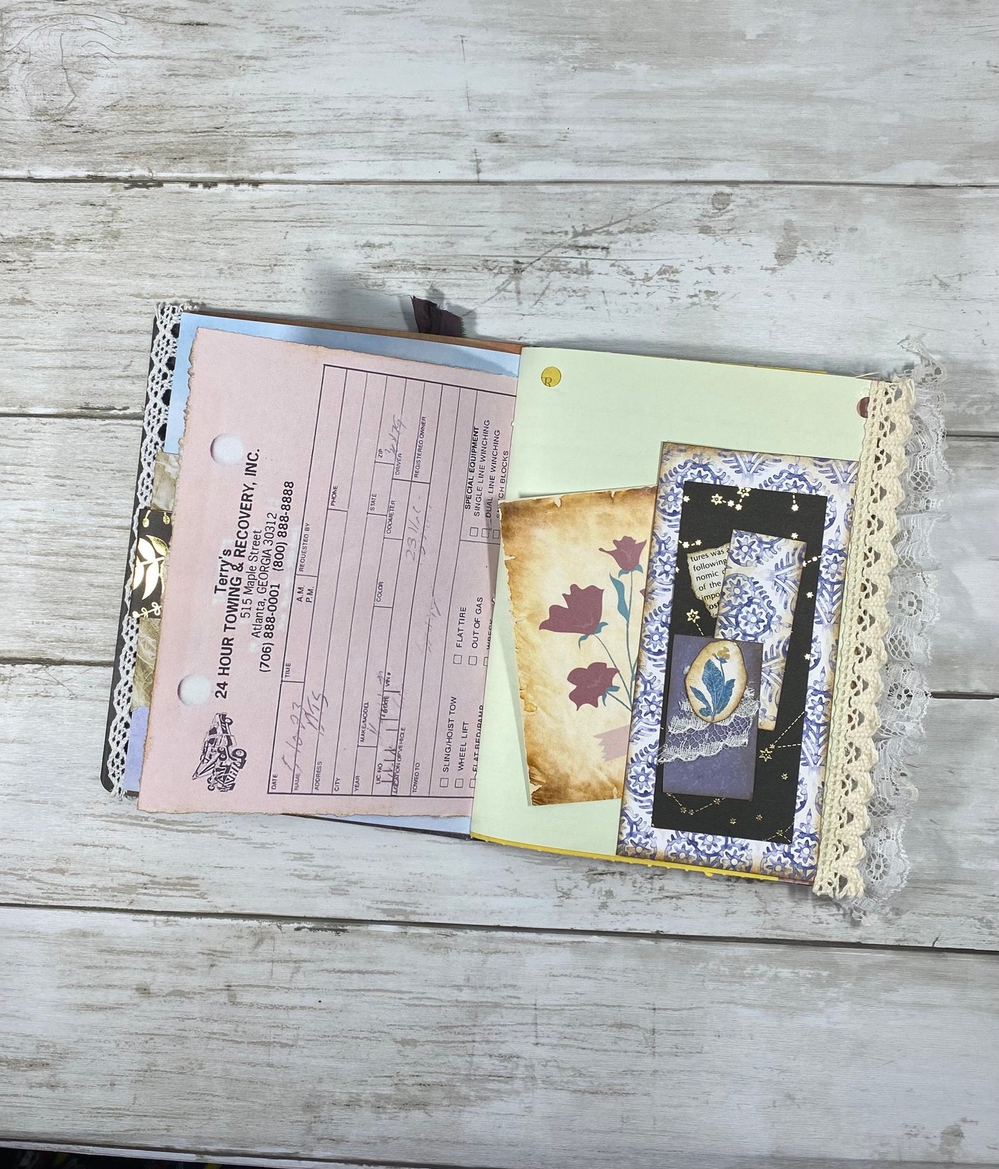 Healing Garden Journal – Celestial Grid Notebook with Watercolor Label | Faith & Restoration Series | Handmade Prayer or Reflection Notebook