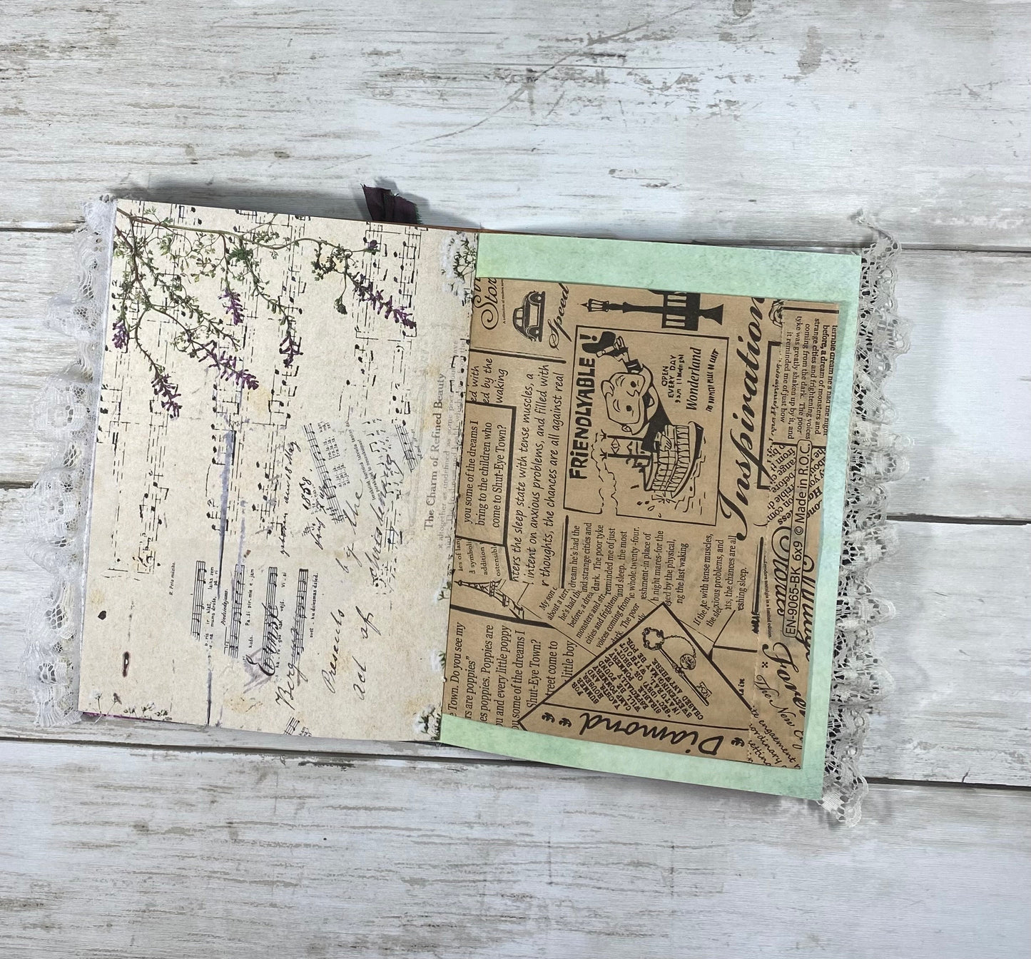 Healing Garden Journal – Celestial Grid Notebook with Watercolor Label | Faith & Restoration Series | Handmade Prayer or Reflection Notebook