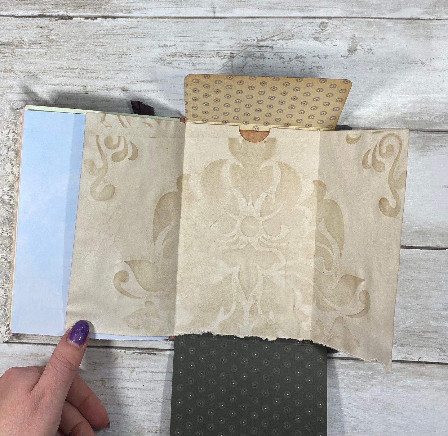 Healing Garden Journal – Celestial Grid Notebook with Watercolor Label | Faith & Restoration Series | Handmade Prayer or Reflection Notebook