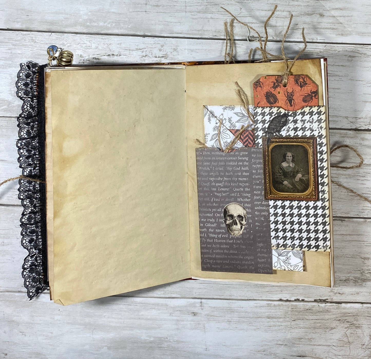 Grungy Gothic Halloween Junk Journal – Handmade Witchy Book of Shadows, Vintage Ephemera Spellbook, One-of-a-Kind Codex