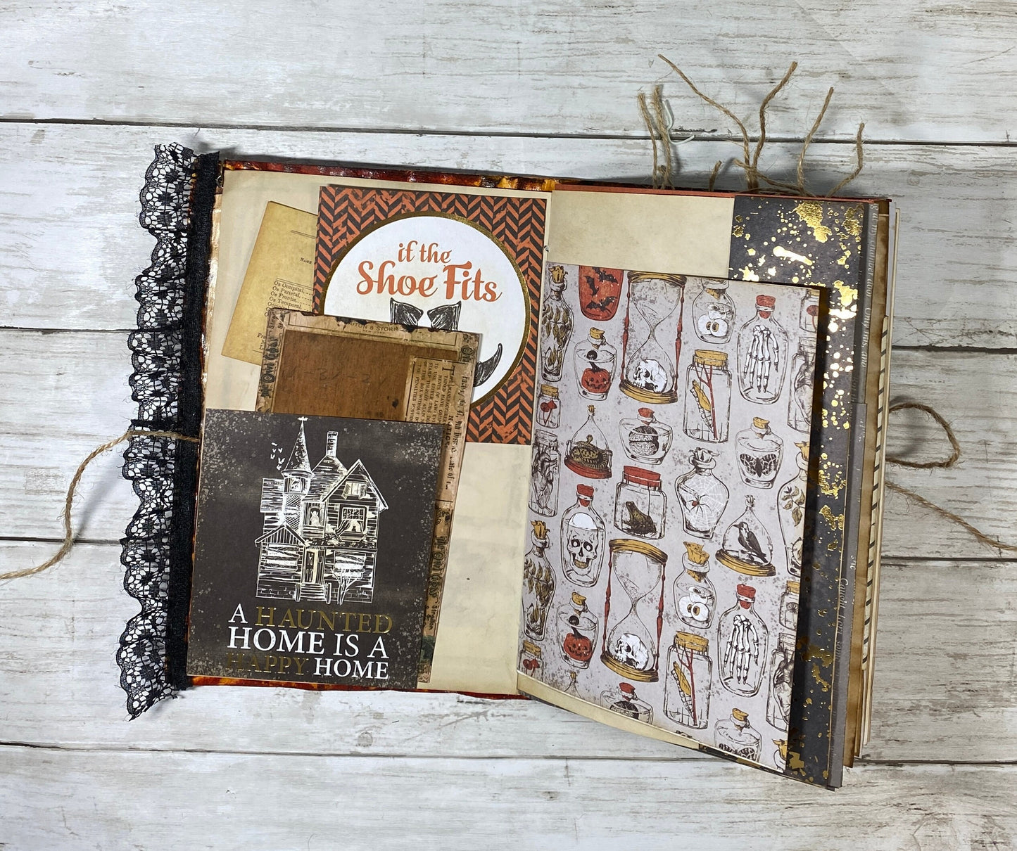 Grungy Gothic Halloween Junk Journal – Handmade Witchy Book of Shadows, Vintage Ephemera Spellbook, One-of-a-Kind Codex