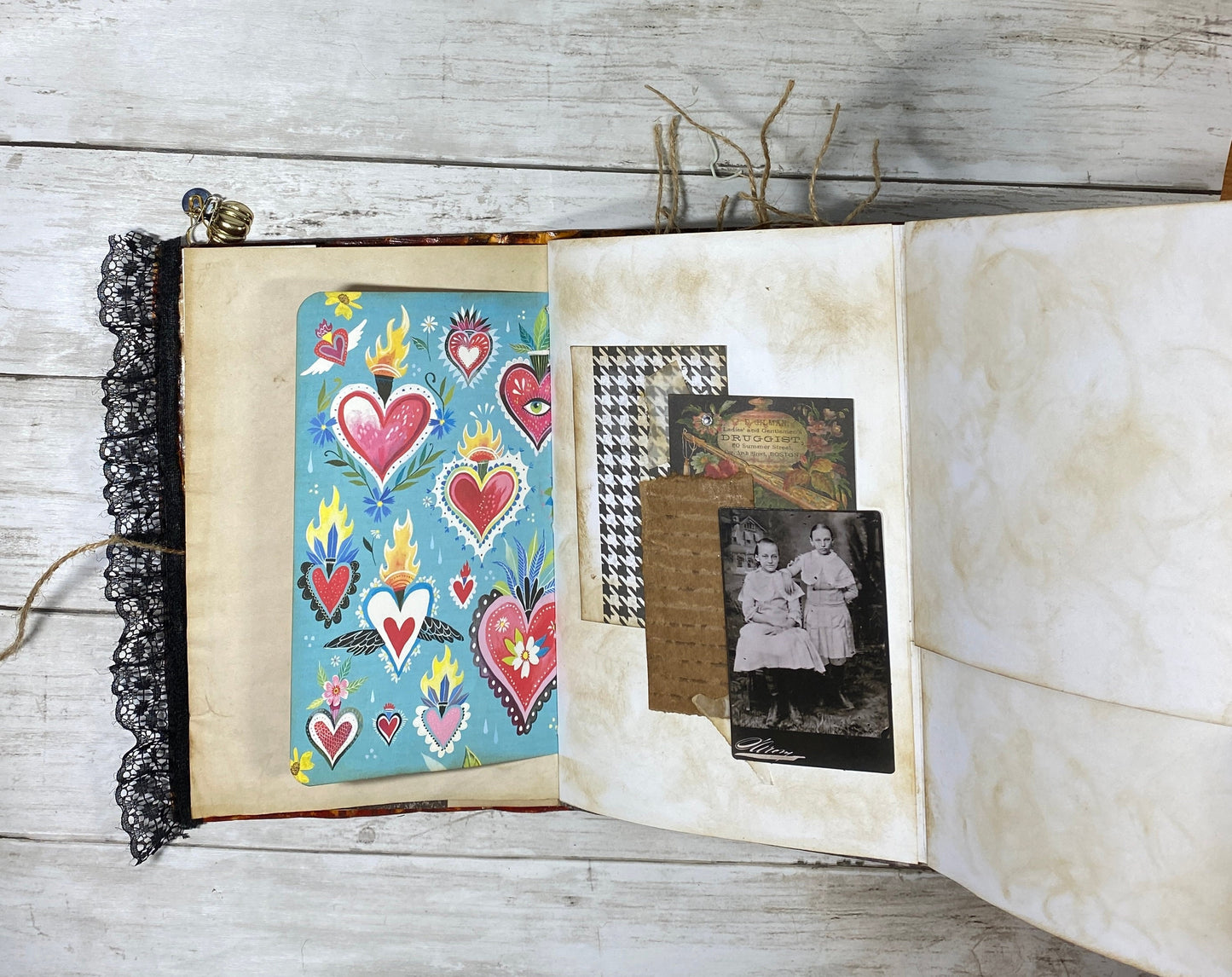 Grungy Gothic Halloween Junk Journal – Handmade Witchy Book of Shadows, Vintage Ephemera Spellbook, One-of-a-Kind Codex