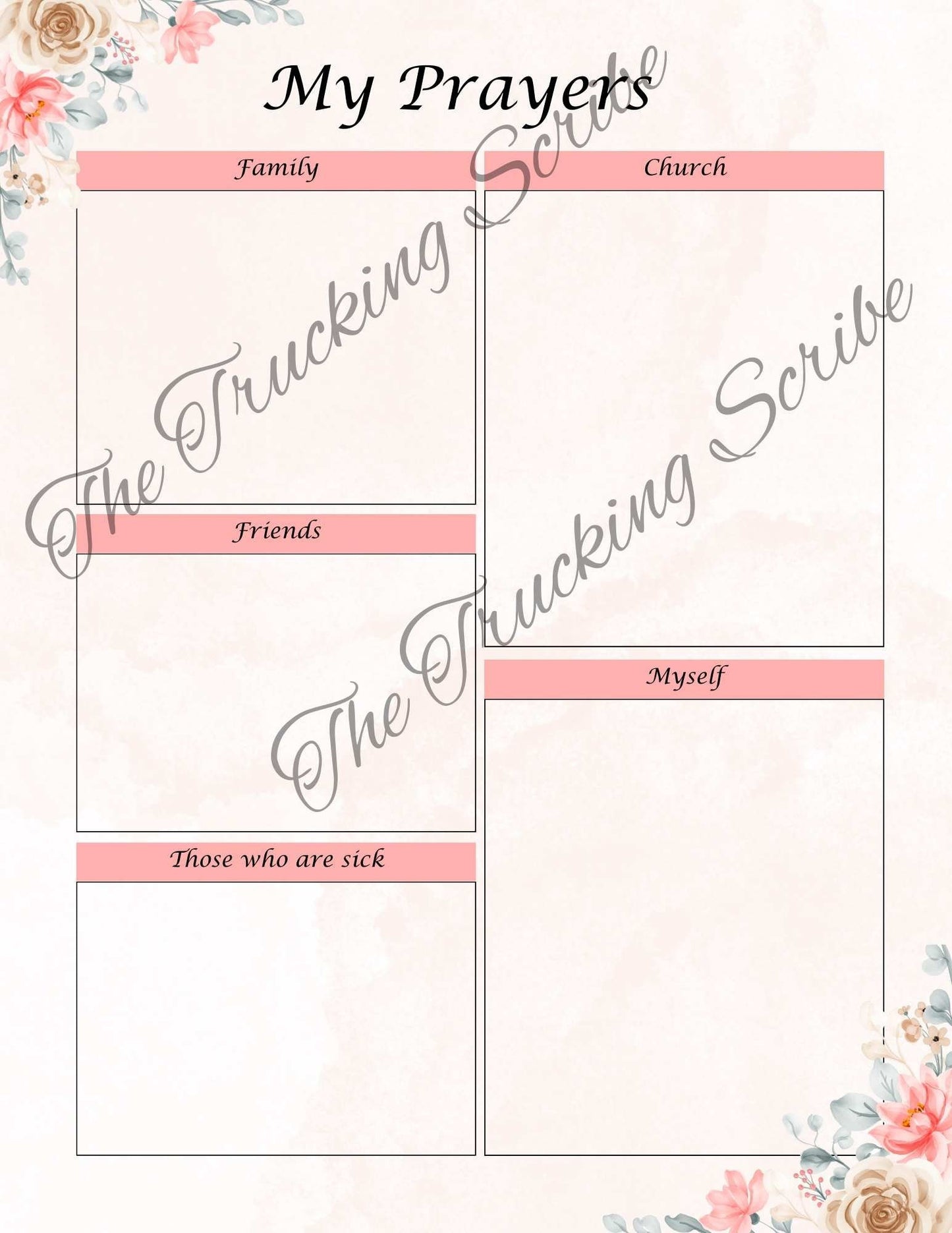 Pink Floral Prayer Journal: Undated Scripture Log (Digital Download)