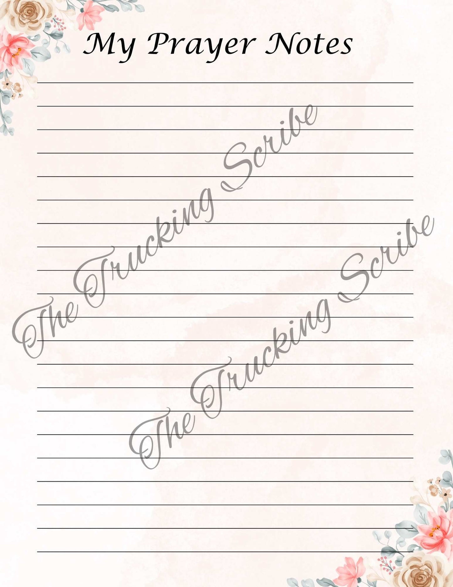 Pink Floral Prayer Journal: Undated Scripture Log (Digital Download)