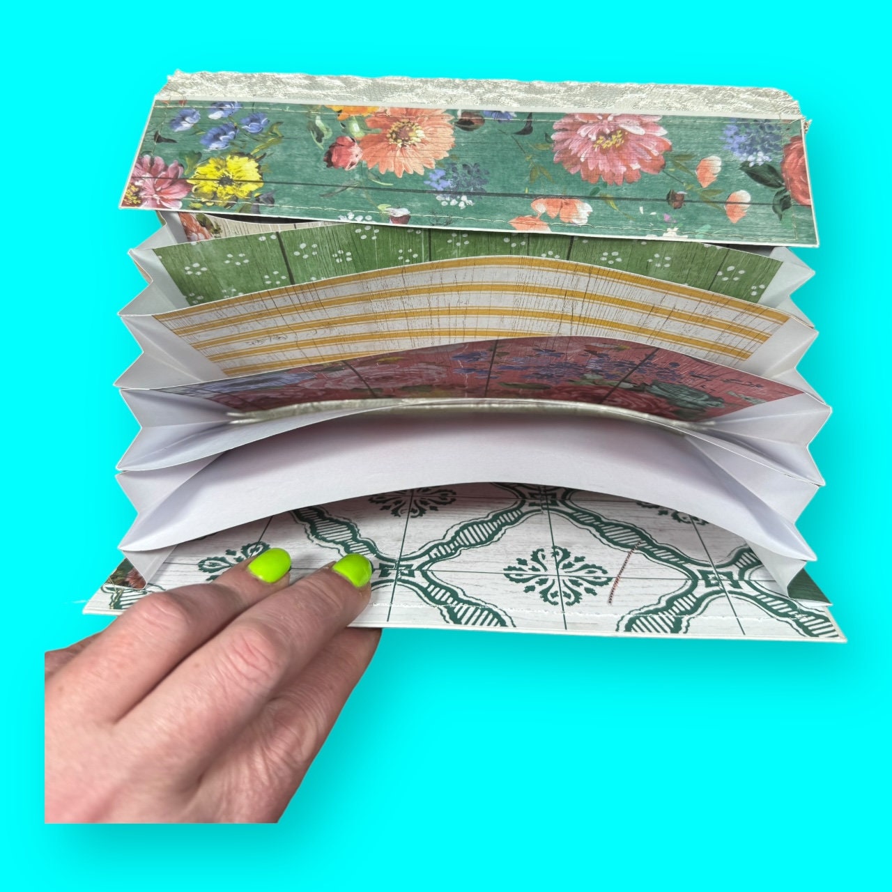 Floral Farmhouse Accordion Ephemera Organizer, Expandable Envelope, Filing System, Recipe Book, Expanding Storage Folder, Coupon File
