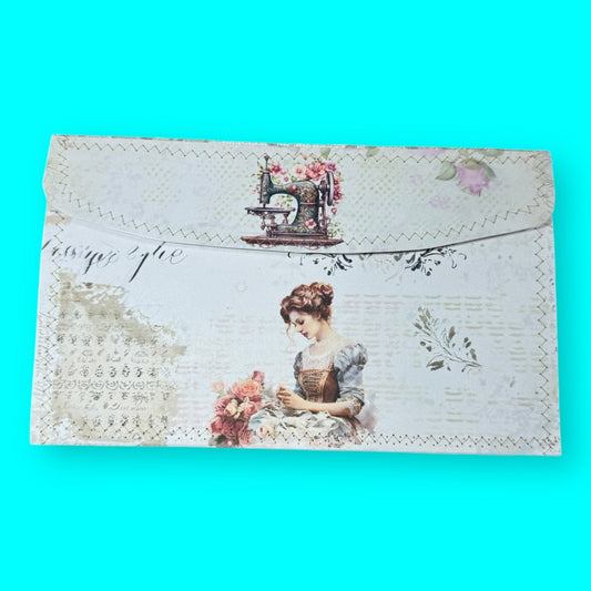 Victorian Sewing Accordion File Organizer – Vintage Ephemera Storage Folder, Junk Journal Supply Keeper, Handmade Craft Organizer