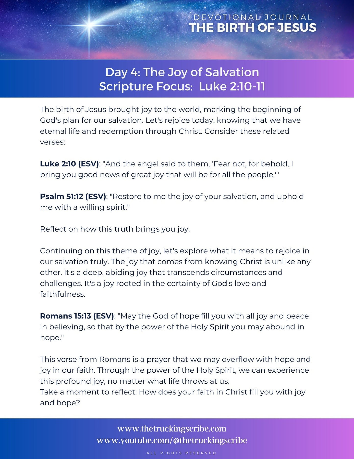 Birth of Jesus Devotional Journal: 31-Day Bible Prompts (Digital Download)