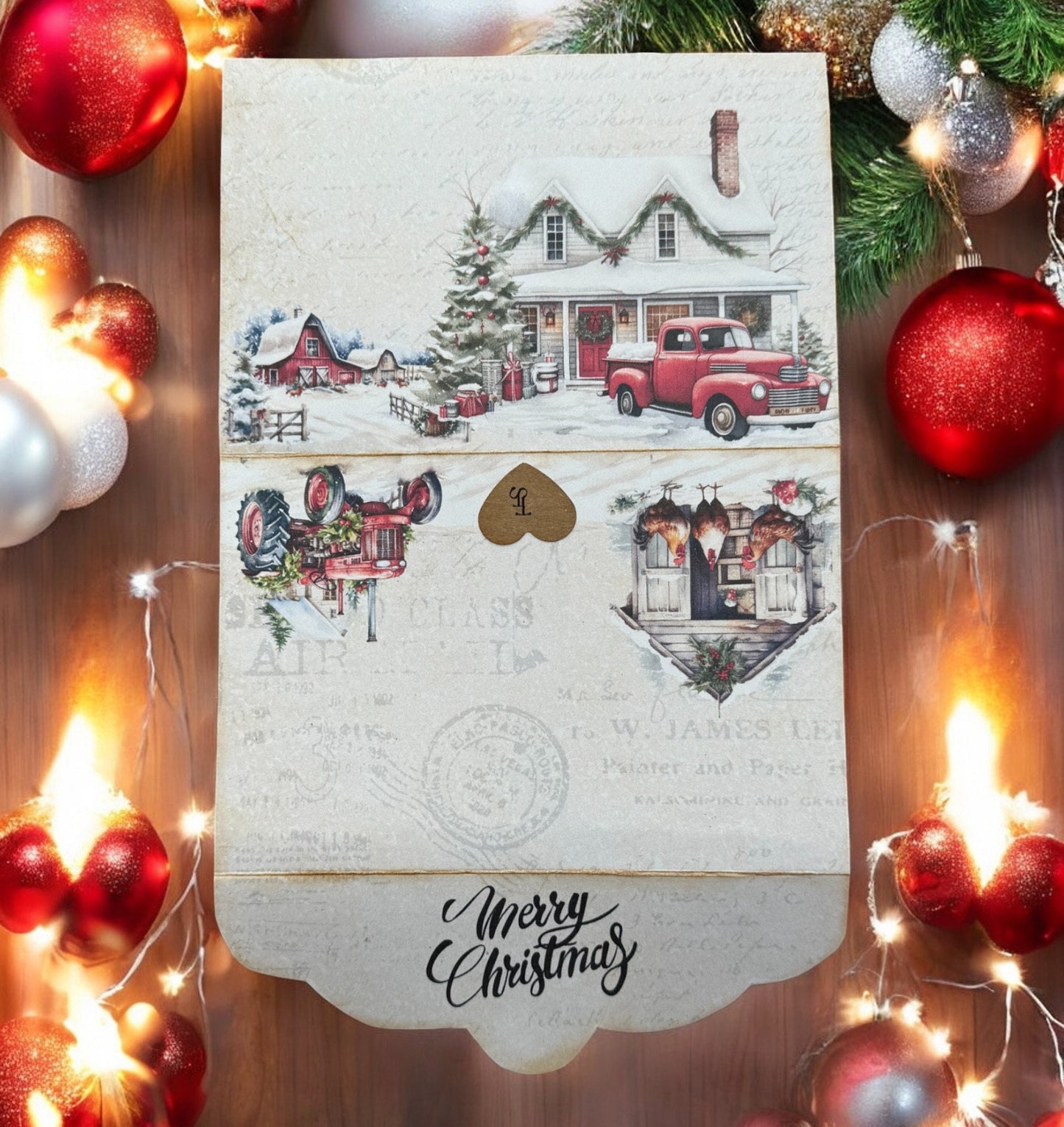 Rustic Christmas On The Farm Folio, Vintage Farmhouse Junk Journal, Rustic Barn Pages, Cozy Farm Animals, Homespun Theme