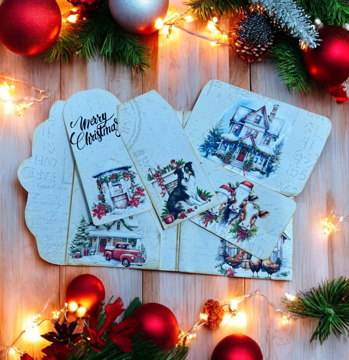 Rustic Christmas On The Farm Folio, Vintage Farmhouse Junk Journal, Rustic Barn Pages, Cozy Farm Animals, Homespun Theme