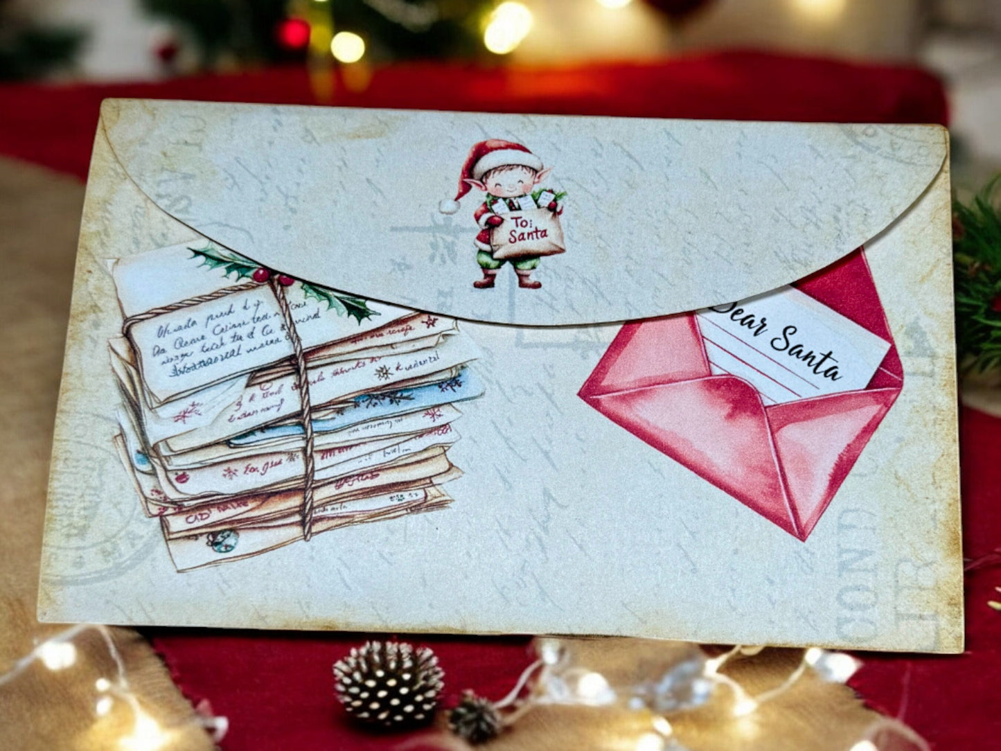 Letters To Santa Folio, North Pole Junk Journal, Stamps, A Bag of Coal, North Post, Gifts, Notebook, Gift Card Holder, Tea Gift, Elves