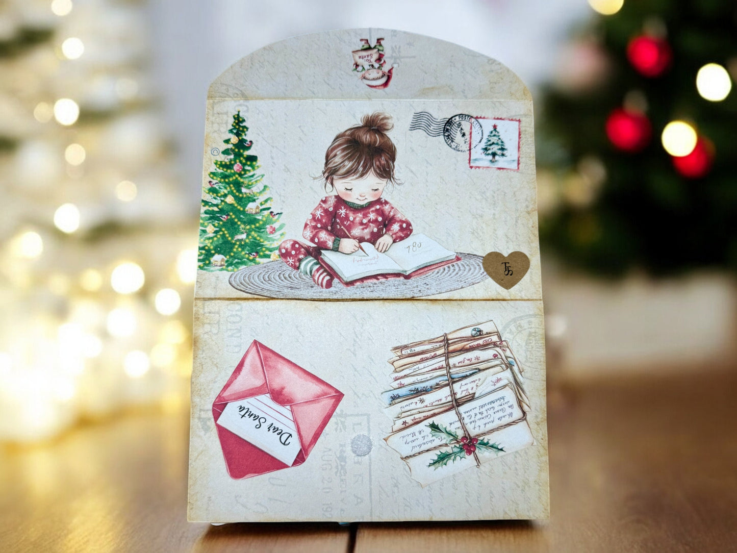 Letters To Santa Folio, North Pole Junk Journal, Stamps, A Bag of Coal, North Post, Gifts, Notebook, Gift Card Holder, Tea Gift, Elves