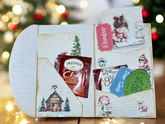 Letters To Santa Folio, North Pole Junk Journal, Stamps, A Bag of Coal, North Post, Gifts, Notebook, Gift Card Holder, Tea Gift, Elves