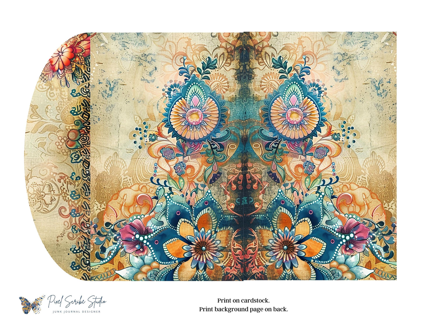 Floral Boho Waterfall Folio | Boho Memories: Capture Your Journey in a Whimsical Junk Journal | Digital Download | Print At Home