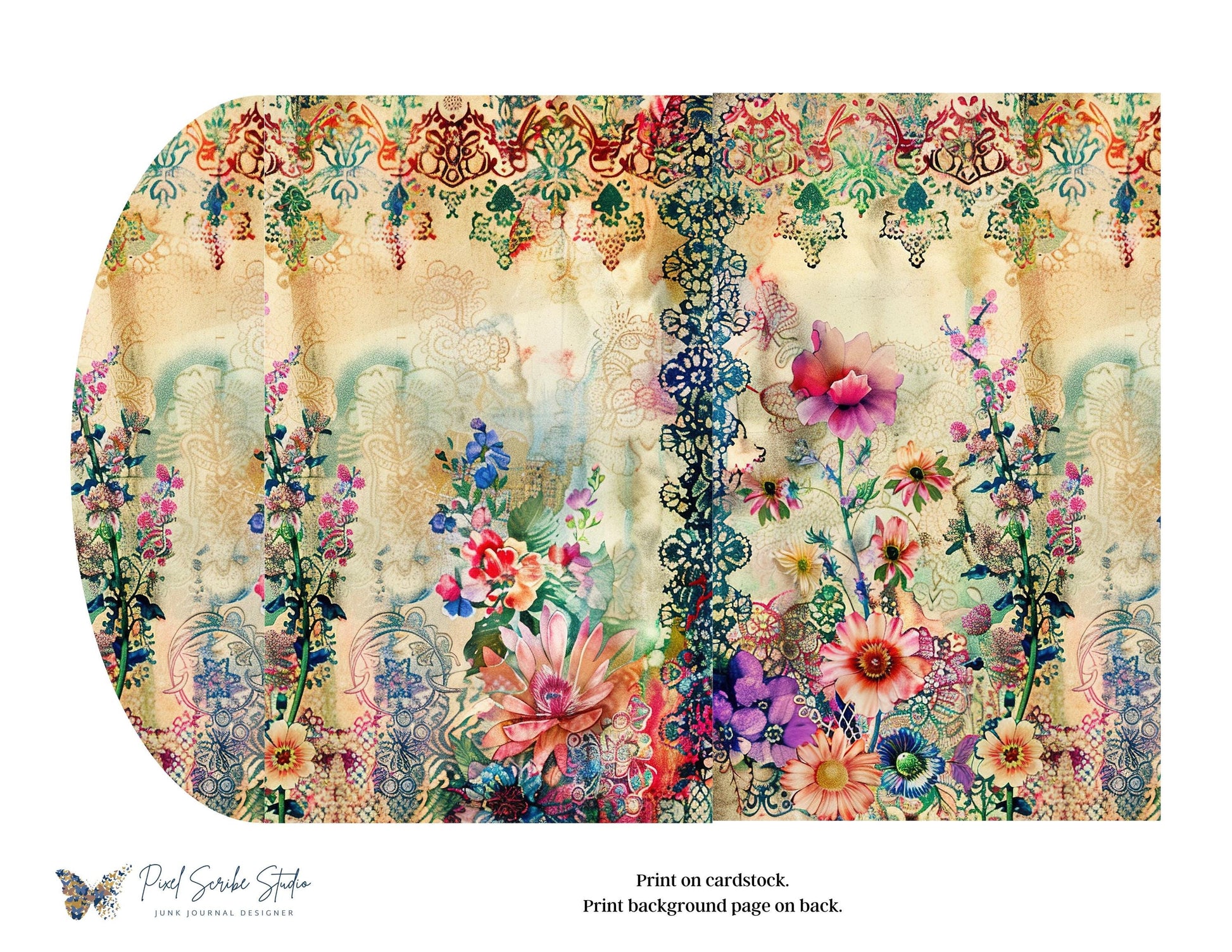 Floral Boho Waterfall Folio | Boho Memories: Capture Your Journey in a Whimsical Junk Journal | Digital Download | Print At Home