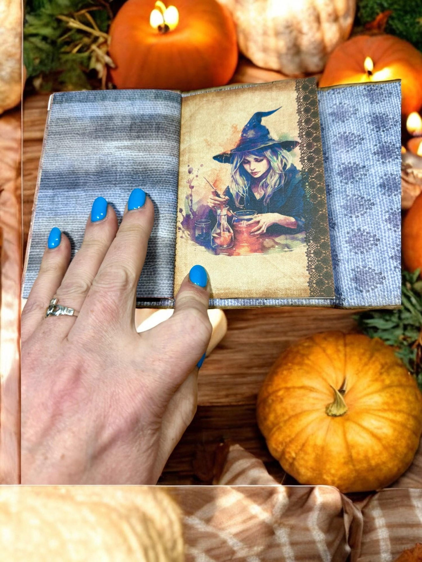 Halloween Witches Junk Journal • Black Witch Notebook • Coffee-Dyed Pages • Grungy Spellbook • Handmade Mystical Art Diary